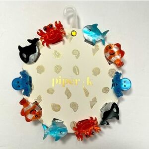 💕▪️Piper K ▪️Under The Sea Claw 10 Hair Clips Crab Octopus Shark Whale Clown